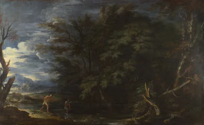 Landskab med Mercury and the Dishonest Woodman, ca 1663.