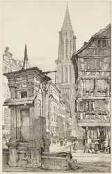 Rue Mercière og vestfronten af Strasbourg-katedralen