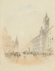 Trongate, Glasgow (blyant og akvarel)