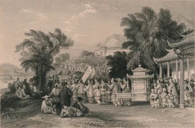 Ægteskabsoptog ved Blue-cloud Creek, Chin-keang-foo, c1843-1858.