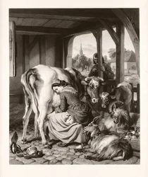 The Maid and Magpie (mezzotint)