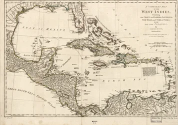 Et komplet kort over Vestindien med Floridas, Louisianas, Ny Spaniens og Terra Firmas kyster: Med alle øerne.
