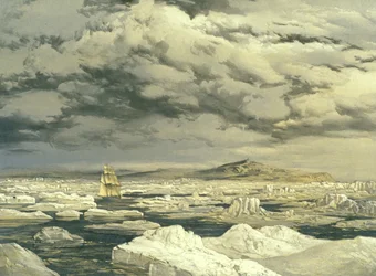 Første opdagelse af land af HMS Investigator, 6. september 1850, indgraveret af E. Walker, 1854