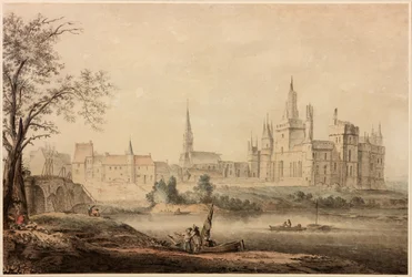 Et fransk slot, 1770 (pen og blæk og wc på papir)