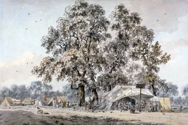Hærens lejr i Hyde Park, London, c1780.