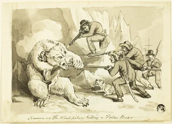 Sømænd på hvalfiskeri dræber en isbjørn (recto); Skal (omvendt)