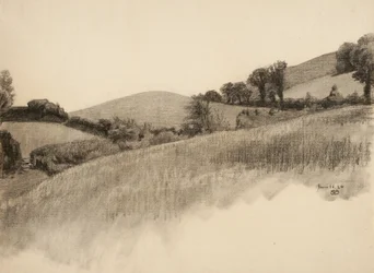 Landskabslandskab, 1884 (trækul på bleget papir)