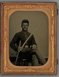Uden titel portræt af en siddende soldat med sabel, 1862.