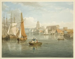 Kigger op i den flydende havn fra Prince Street Bridge og viser Wapping og Redcliffe Parade