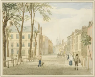 Mansion House, Queen Square (blyant og akvarel på papir)