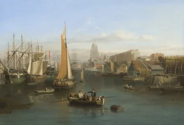 St Mary Redcliffe og Redcliffe Parade fra Prince Street Bridge, ca. 1826 (olie på lærred)