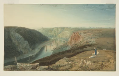 Avon Gorge fra Near Clifton Observatory, ca. 1825 (akvarel og kropsfarve på papir)