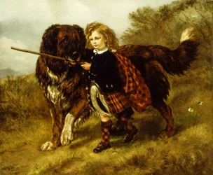 Master Egerton Macdona med sin sanktbernhardshund, Tell (olie på lærred)