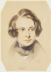 Tidligt portræt af Charles Dickens, 1837 (kridt, farveblyant og blyant på papir)