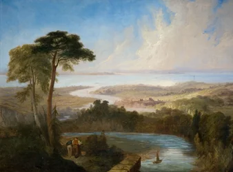 Panoramaudsigt over Severn-mundingen, begyndelsen af midten af det 19. århundrede.