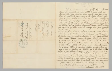 Brev til Giles Saunders fra Samuel M. Fox angående slavehandel, 17. april 1848.