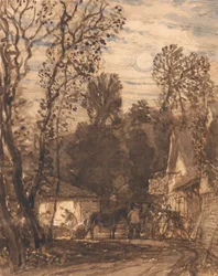 The Wayside Smithy (vask med blyant og blæk på papir)