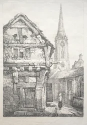 En række gamle bygninger og landlige hytter i det nordlige England: At York, Street..., 1821.