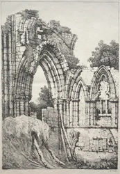 En serie af gamle bygninger og landlige hytter i det nordlige England: At York, Ruins, 1821.