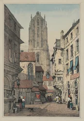 Facisimilies af skitser lavet i Flandern og Tyskland: Dome, Frankfurt, ca. 1833.
