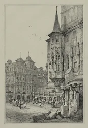 Facisimilies af skitser lavet i Flandern og Tyskland: Hotel de Ville, Prag