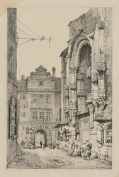 Facisimilies af skitser lavet i Flandern og Tyskland: Thein Church, Prag, 1833.