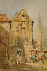 Markedsplads i Brugge, begyndelsen af det 19. århundrede.
