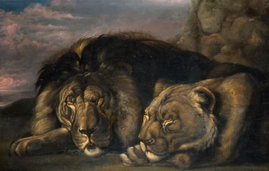 Sovende løve og løvinde 1823-1830.