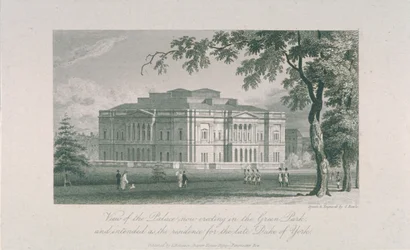 Udsigt over York House og Green Park, ca. 1800