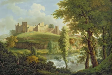 Ludlow Castle med Dinham Weir, fra det sydvestlige, ca. 1765-69 (olie på lærred)
