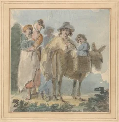 En bondefamilie med æsel