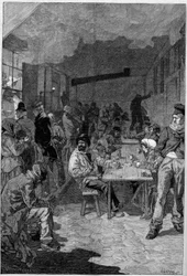 Udsigt over ovnen i Societe philanthropique de la rue de Sevres, hvor de fattige i Paris kommer til et måltid
