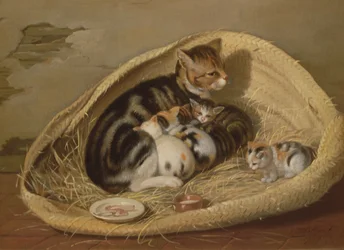 Kat med sine killinger i en kurv, 1797