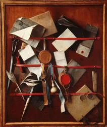 Foregivet brevstativ med skriveredskaber, ca. 1655