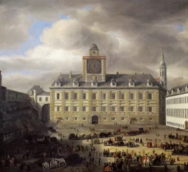 Hovedtorvet inde i det kejserlige slot i Wien - Samuel Dirksz van Hoogstraten (1627-1678). olie på træ