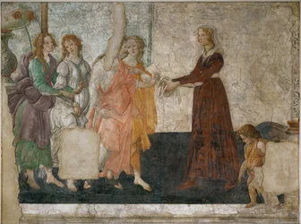 Venus et les graces offrant des presents a une jeune fille - Venus og gratierne giver gaver til en ung pige Fresko ...
