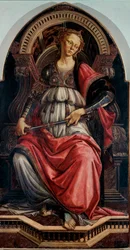 Allegori over styrke. Maleri på træ af Alessandro di Mariano dei Filipepi, kaldet Sandro Botticelli (1445-1510), ca. 1470. H. 167x87 cm. Galleria degli Uffizi, Firenze