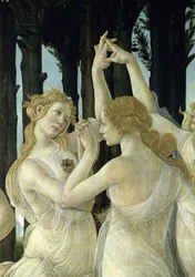 Detalje af to af de tre nåder, fra Primavera tempera på paneldetalje af 558