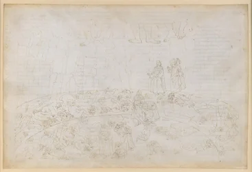 La Divina Commedia, Inferno XXXII. Den niende kreds (Cocytus), 1. og 2. afsnit: Straffen for forræderne mod deres slægtninge og fædreland i isen ved Caina og Antenora