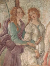 Venus and the Graces tilbyder gaver til en pige, 1480-83,