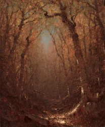 Efterår, en skovsti, 1876.