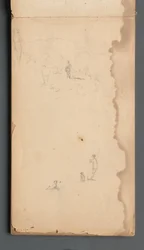 Skitsebog, side 02: Figur i et landskab med hund
