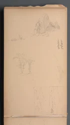 Skitsebog, side 09: Bjerge og klipper, 1859.