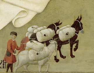 Jomfruens åbenbaring til pave Calixtus III (1378-1458) 1455-58 (olie på panel) (detaljer fra 169574)