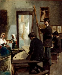 Studiet af grå farver (et malers atelier) (olie på lærred