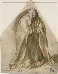 Knælende kvinde (recto og verso)