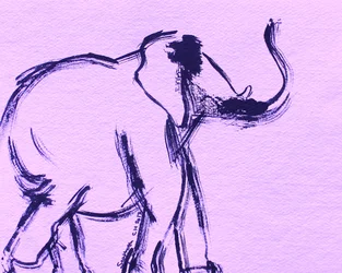 Skitse af lilla elefant