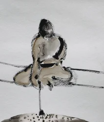 Skitse af en samurai i meditation