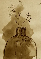 Sepia botanisk vase