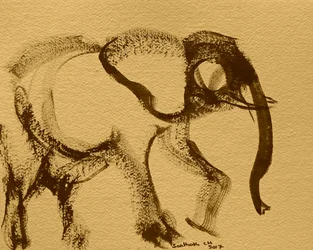 Sepiafarvet elefantgestus